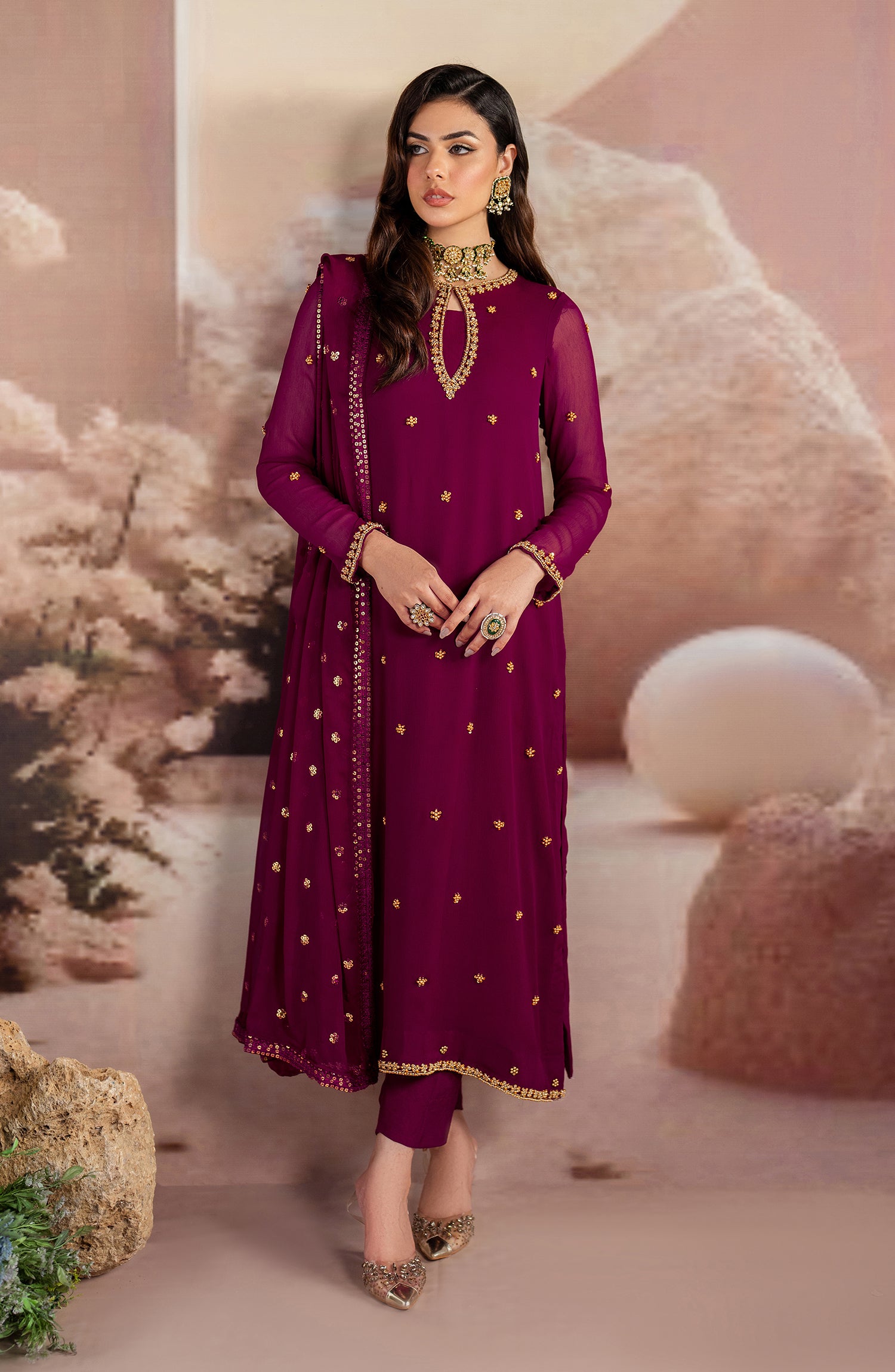 ZRF-EMC-03 Embroidered Chiffon