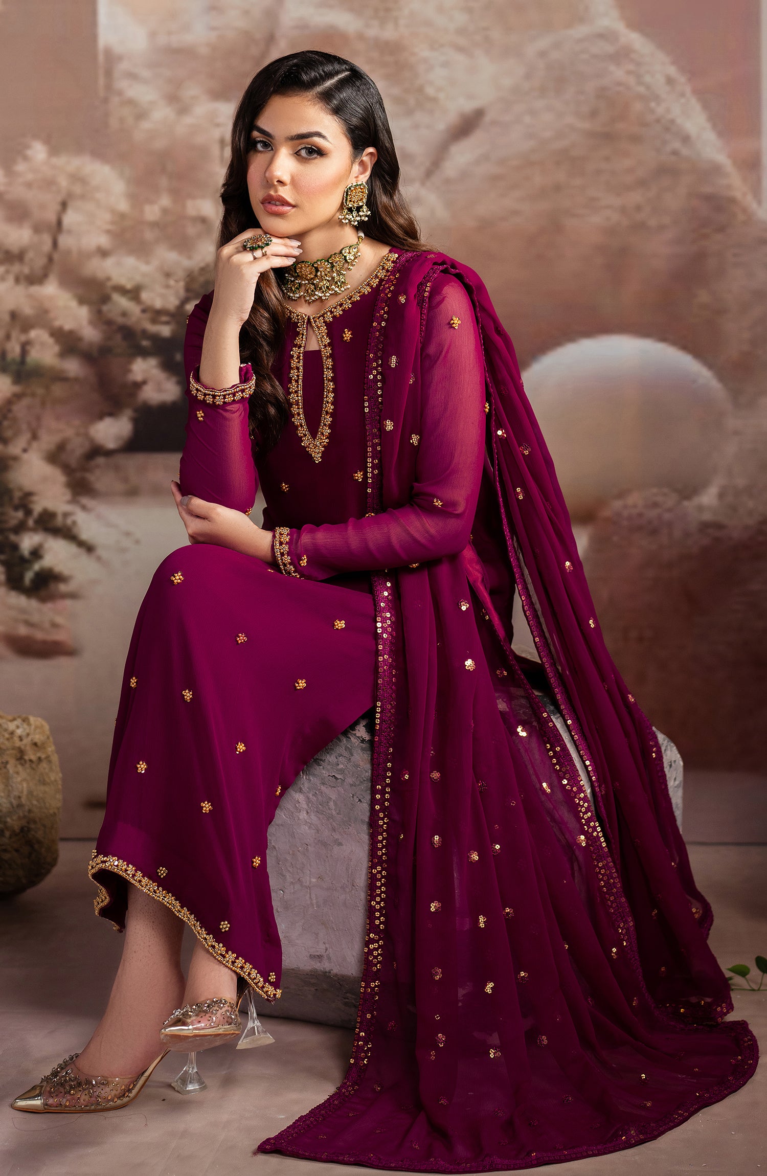 ZRF-EMC-03 Embroidered Chiffon